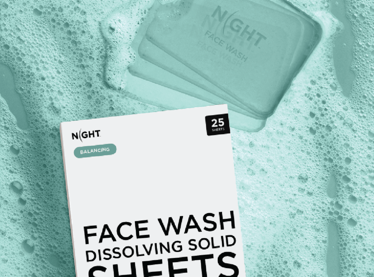 NIGHT Foaming Face Wash product packaging.
