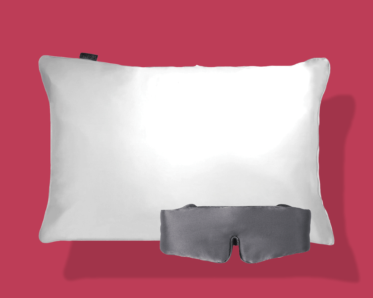 NIGHT silk pillowcase and oversized eye mask gift set.