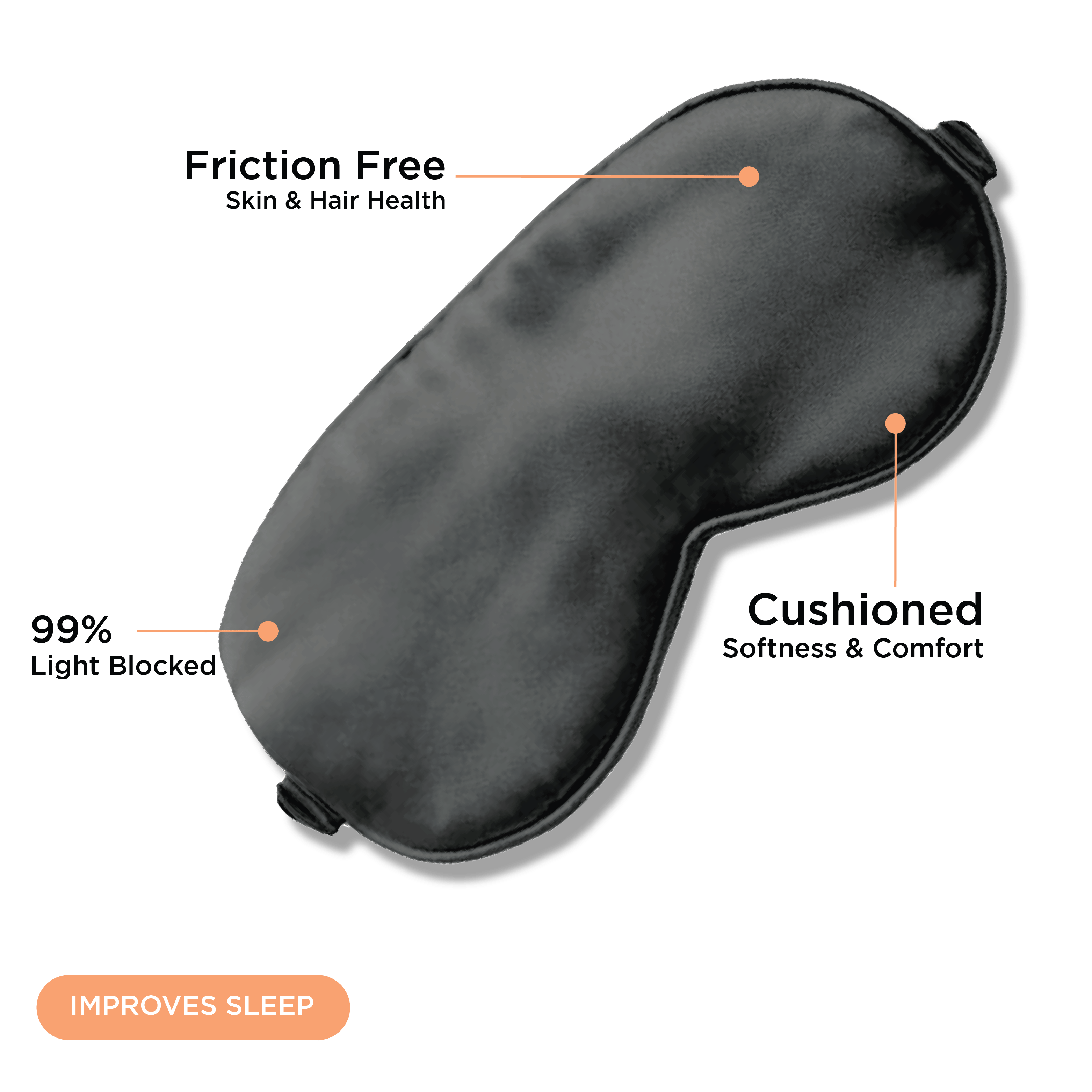 MEND SLEEP MASKS Black Satin Blackout Sleep mask