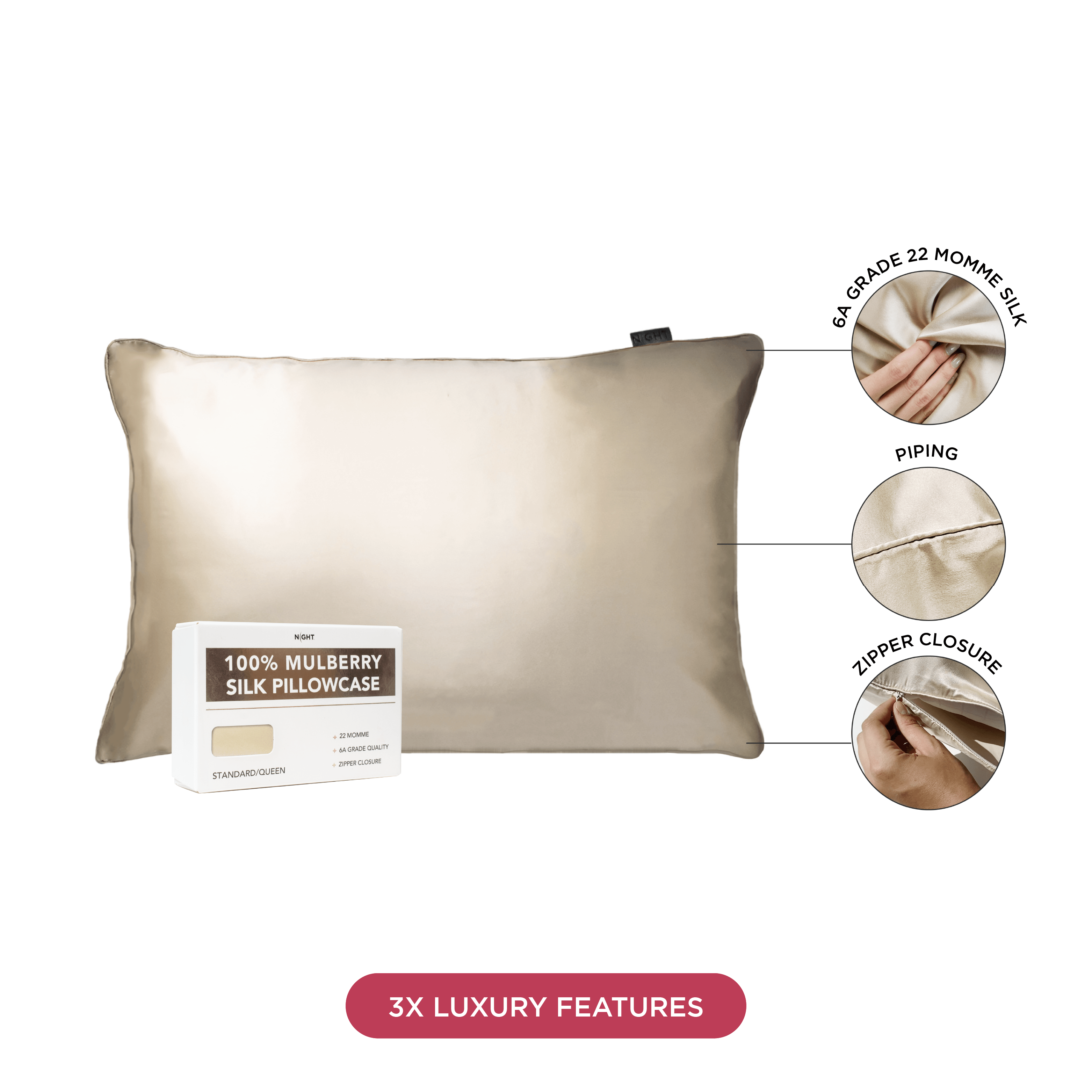 NIGHT Duplicate Silk Sleep Set, Pillowcase & Eyemask