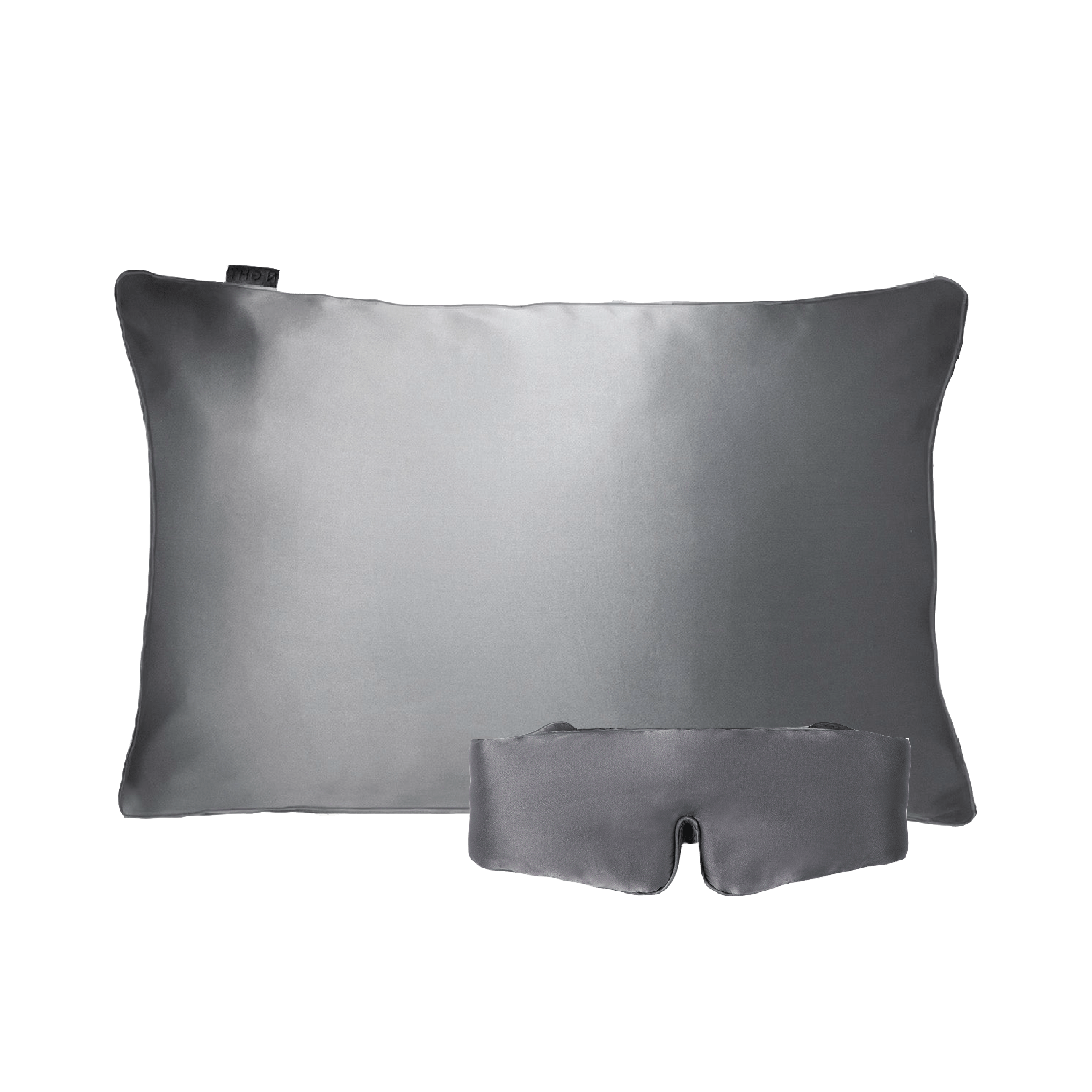 NIGHT Duplicate Standard/Queen / Gunmetal Silk Sleep Set, Pillowcase & Eyemask