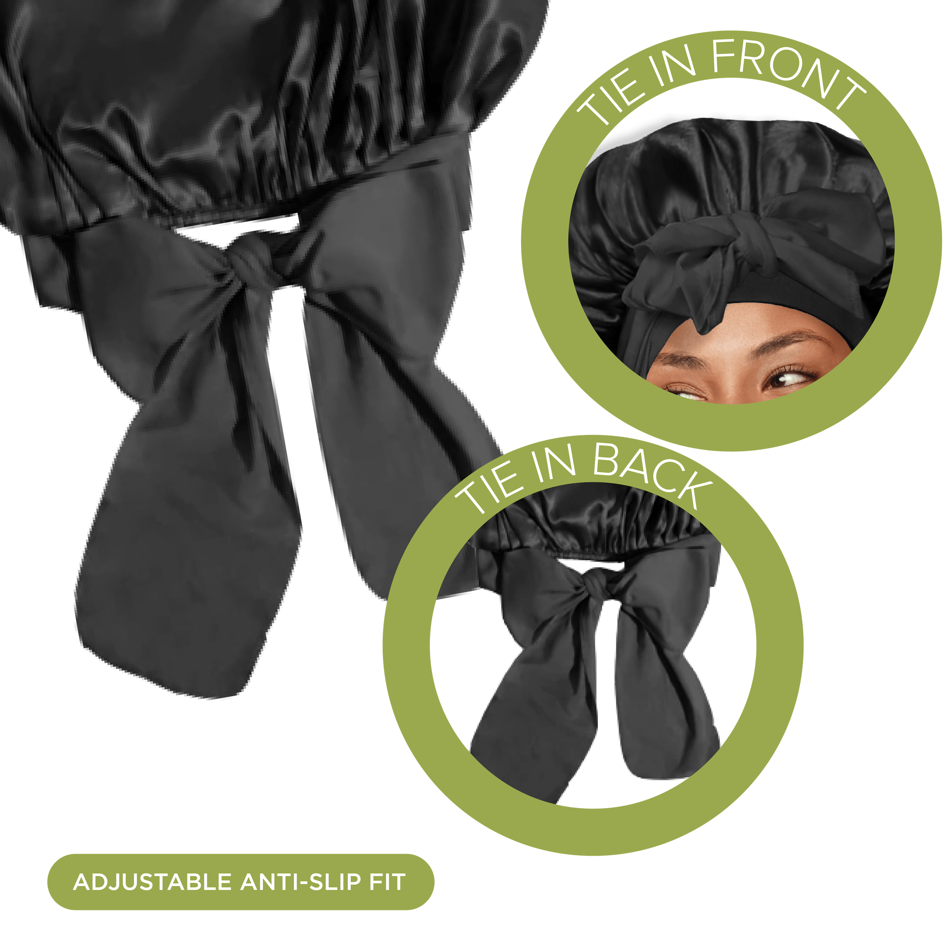 NIGHT HAIR ACCESSORIES Satin Bonnet, Tie