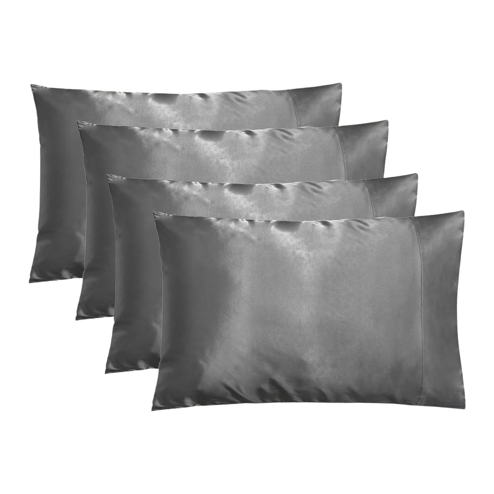 NIGHT PC Satin Standard/Queen / Gunmetal / 4 Pack Satin Washable Pillowcase