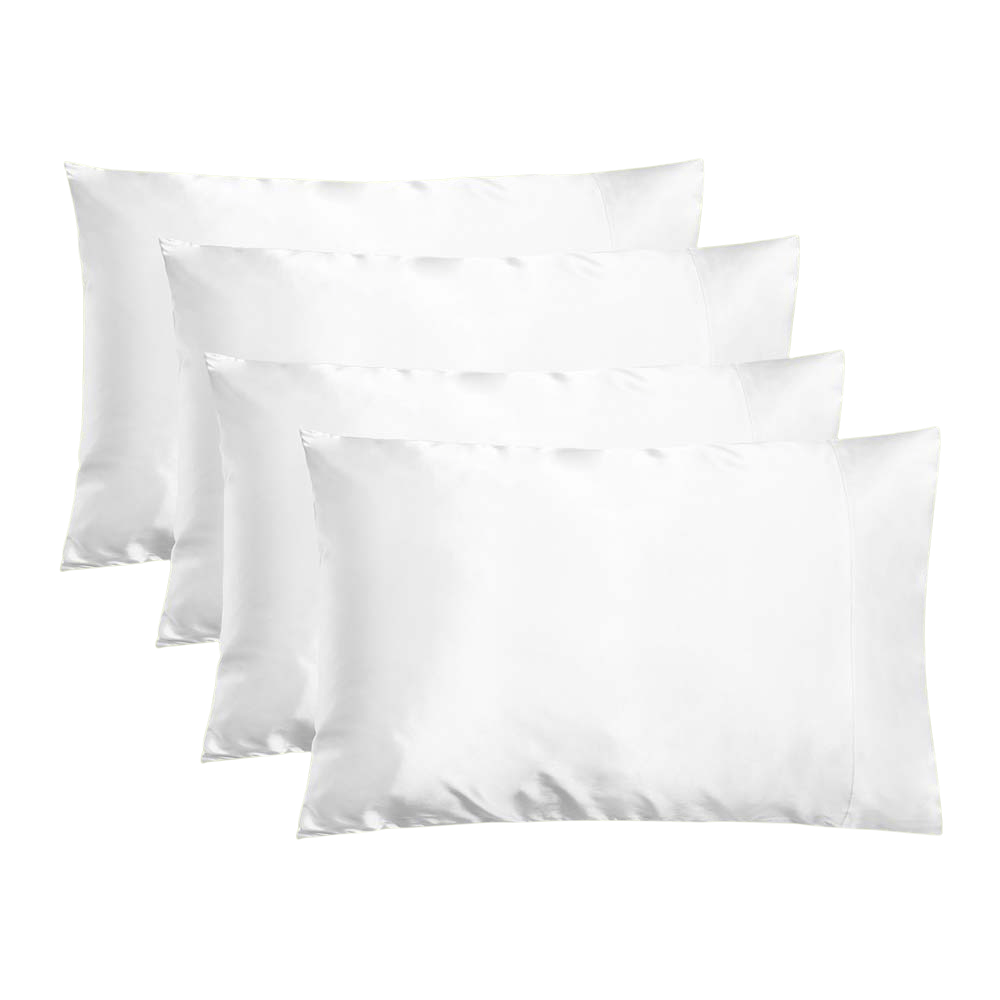 NIGHT PC Satin Standard/Queen / White / 4 Pack Satin Washable Pillowcase