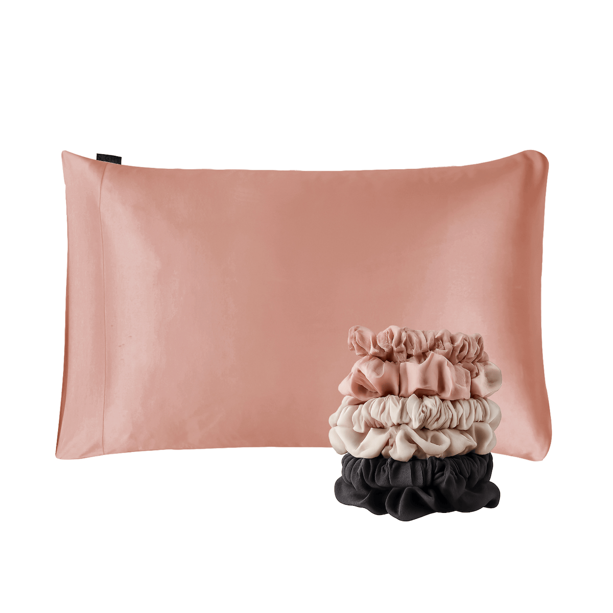 NIGHT PC + Scrunchie Standard/Queen / Blush Satin Haircare Set, Pillowcase & Scrunchies