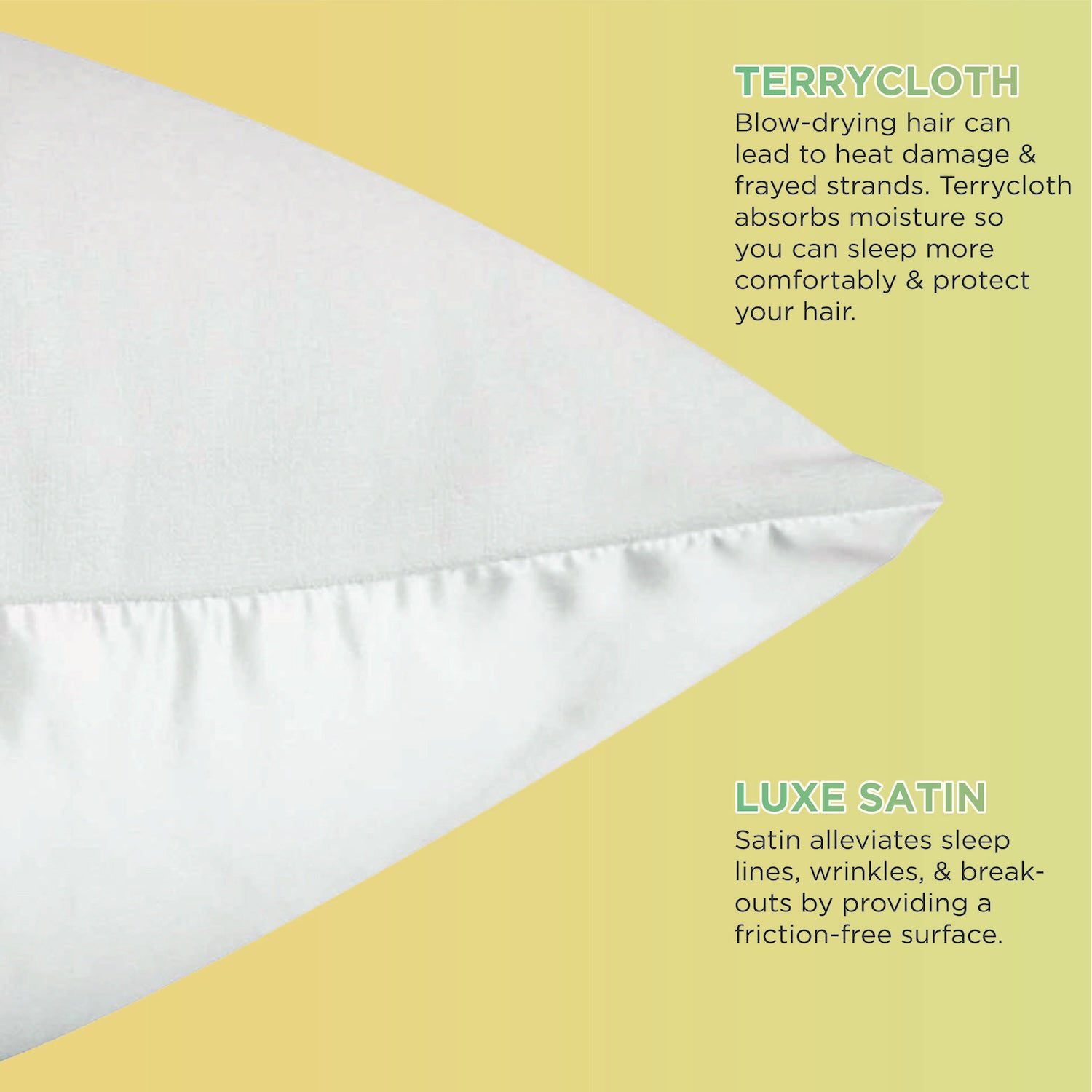 NIGHT PC Wet/Dry Haircare Pillowcase (for Wet Hair), Zipper