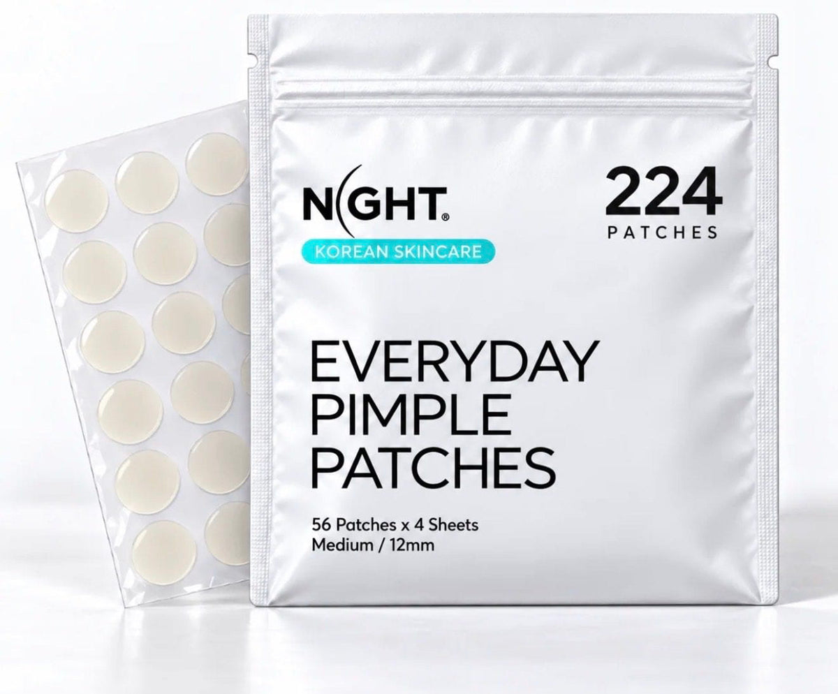 NIGHT Everyday Pimple Patches — one 224-patch pouch with a sheet of round patches