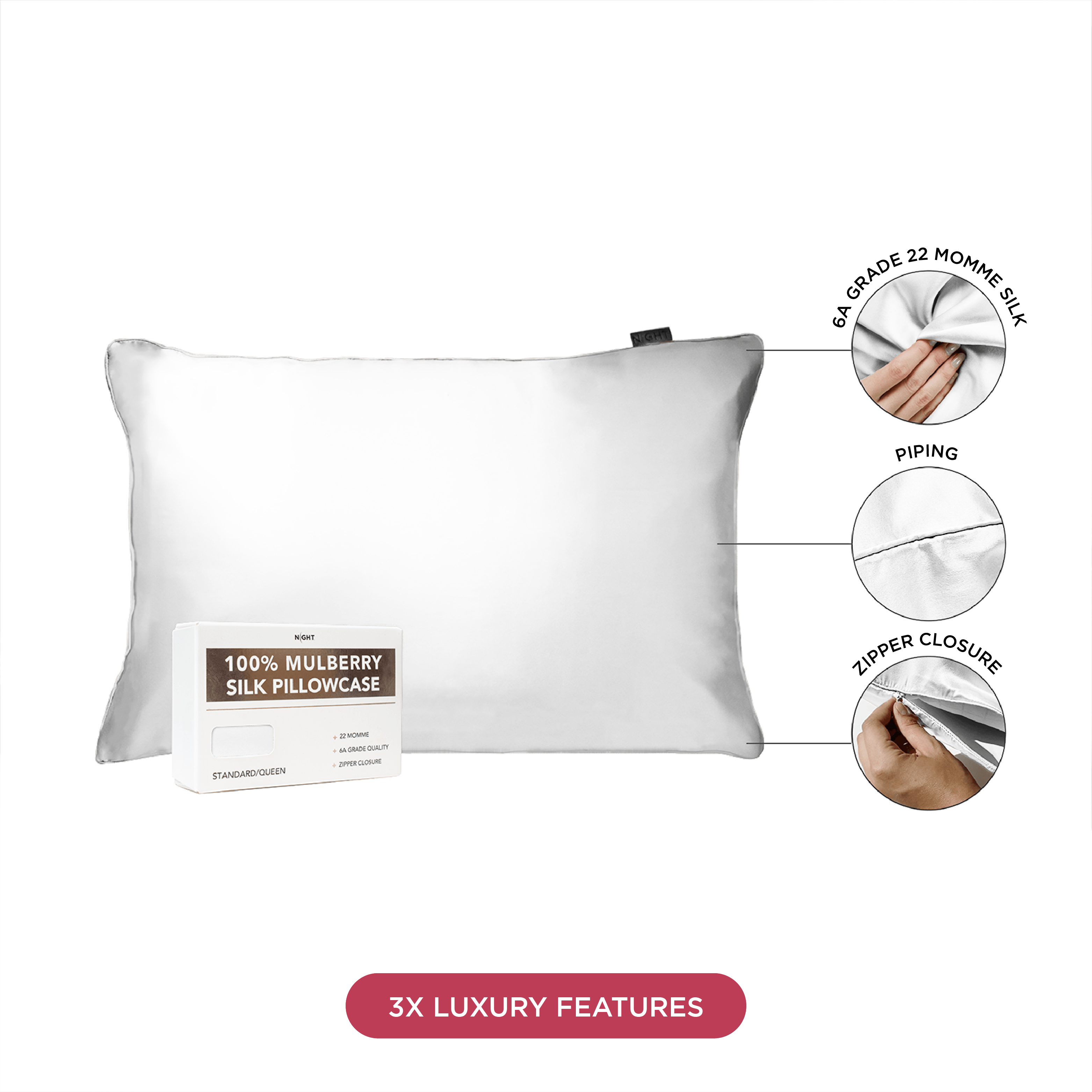 NIGHT PC Silk Luxe Silk Pillowcase