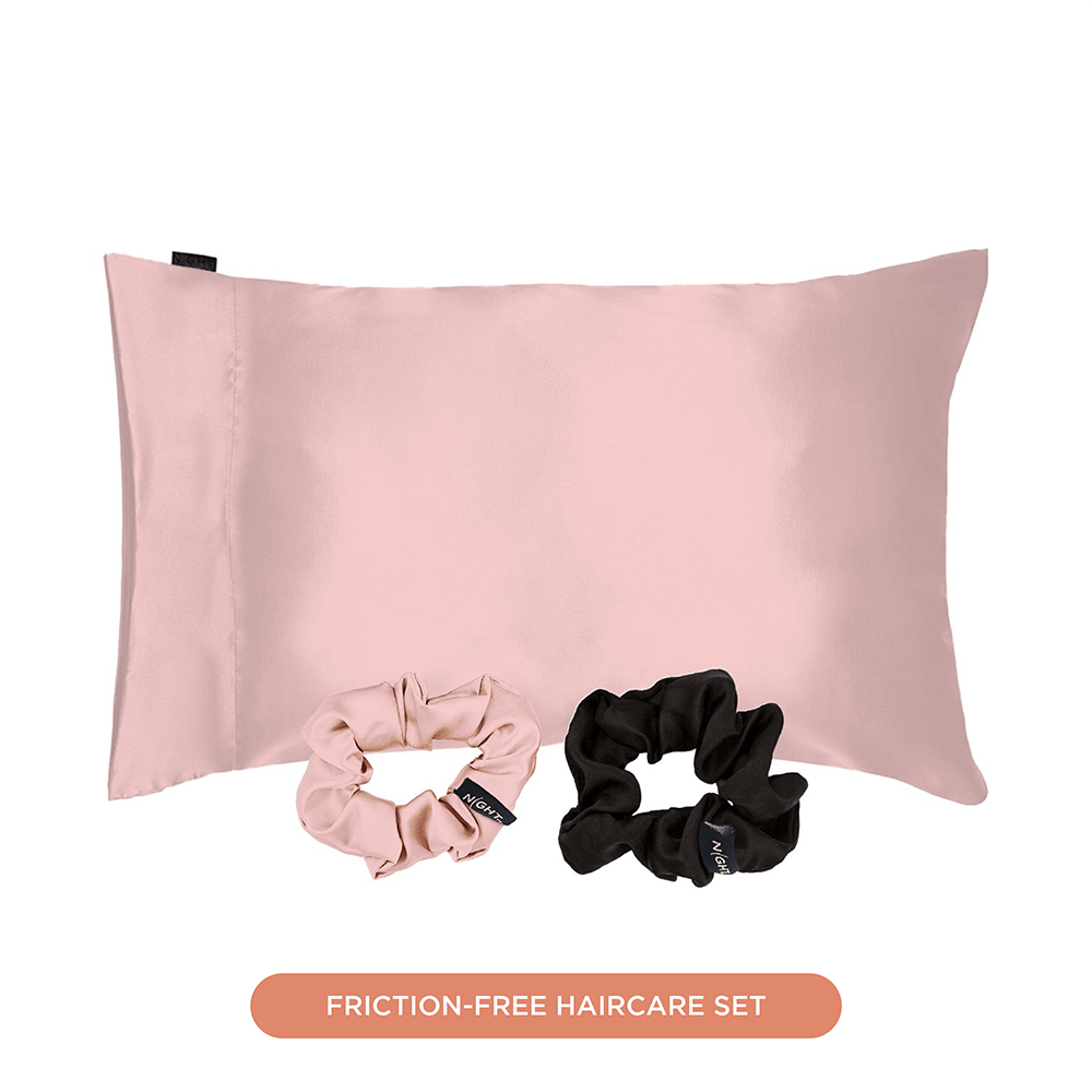 NIGHT PC + Scrunchie Standard/Queen / Blush Satin Gift Set (3 Piece)