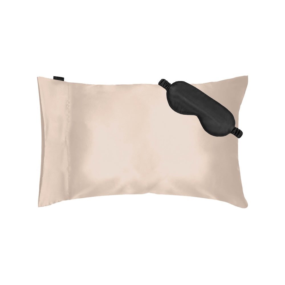 NIGHT PC + Eyemask Standard/Queen / Champagne Satin Gift Set (2 Piece)