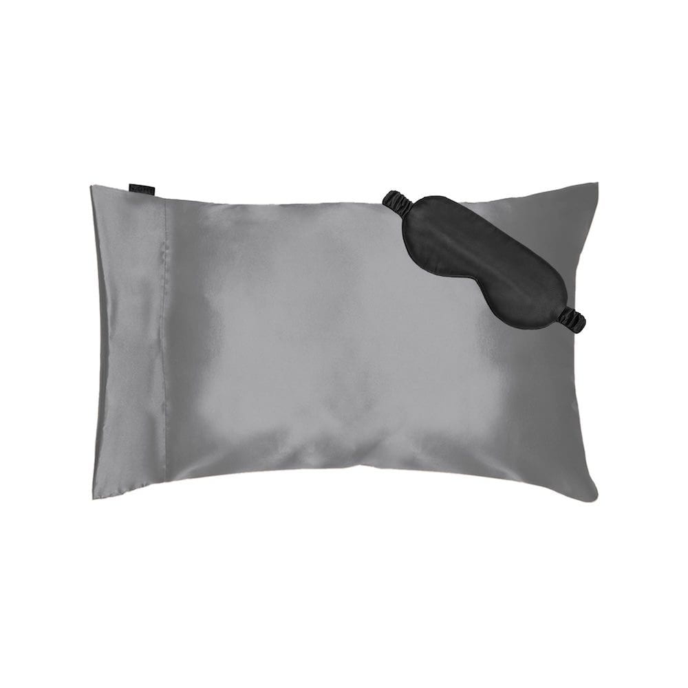 NIGHT PC + Eyemask Standard/Queen / Gunmetal Satin Gift Set (2 Piece)