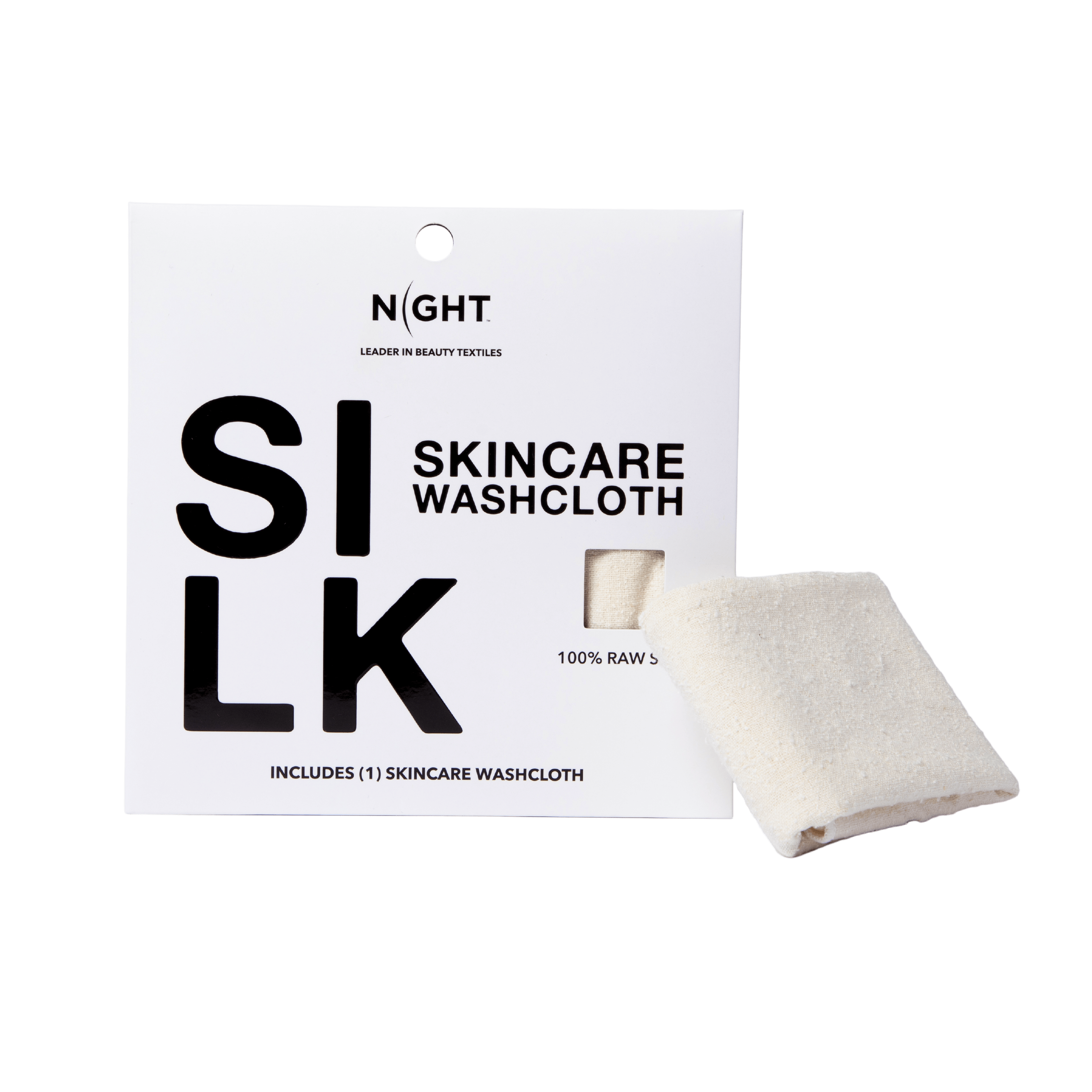 NIGHT Wc Silk Raw Silk Skincare Washcloths - 2 Pack