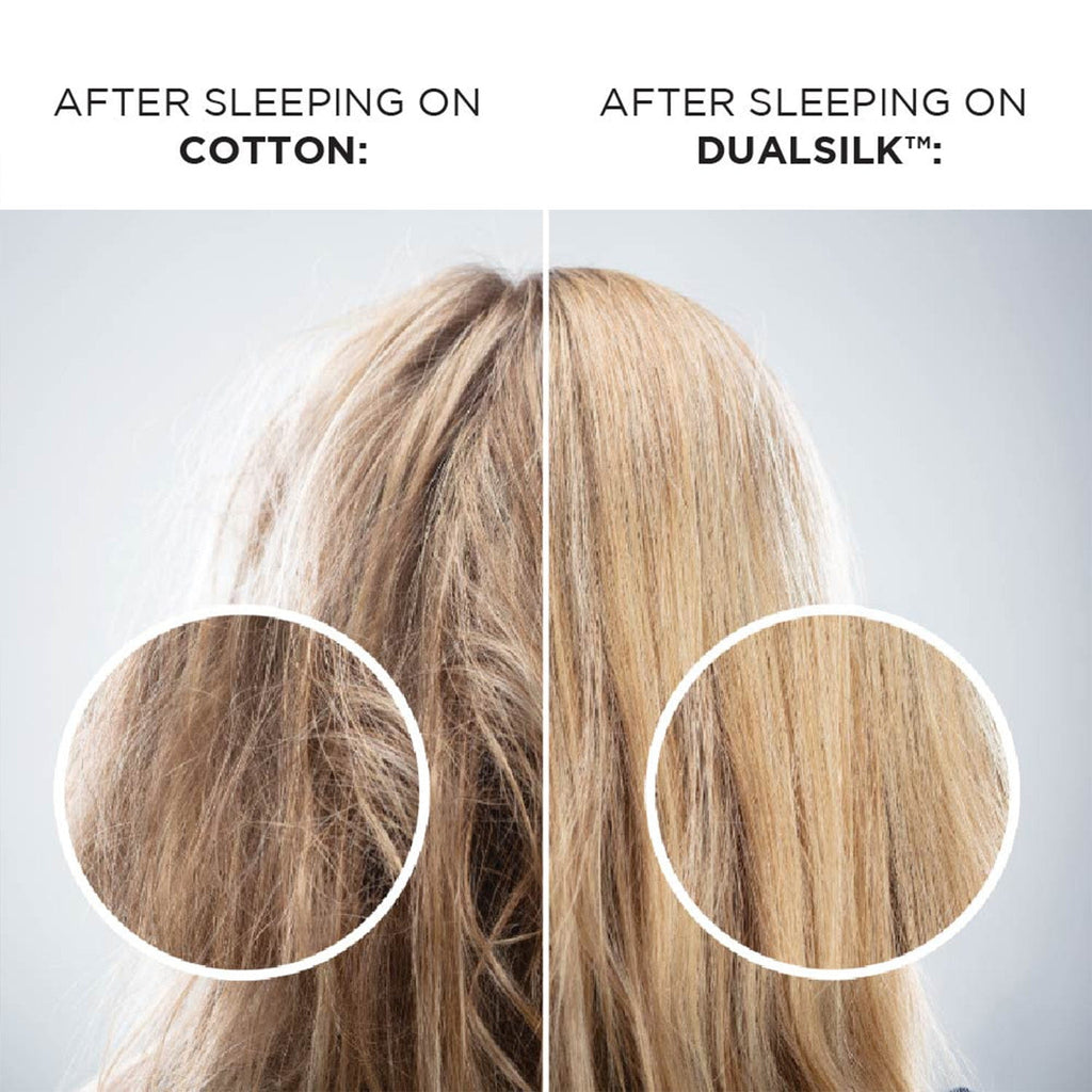 infographic of hair benefits sleeping on dualsilk vs cotton