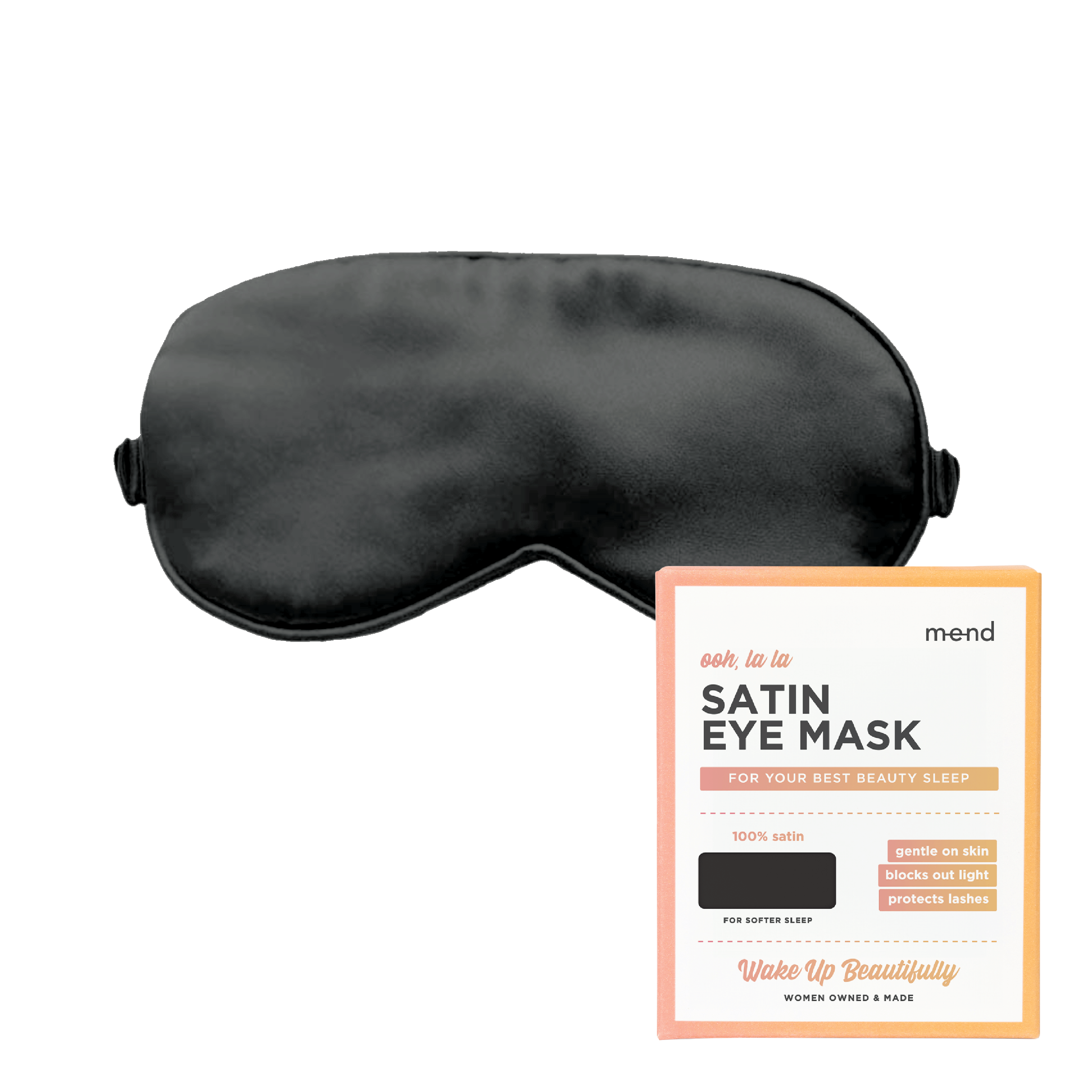 MEND SLEEP MASKS Black Satin Blackout Sleep mask