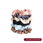 NIGHT Silk Scrunchies Silk Oversized Hair Scrunchies – 6 Pack