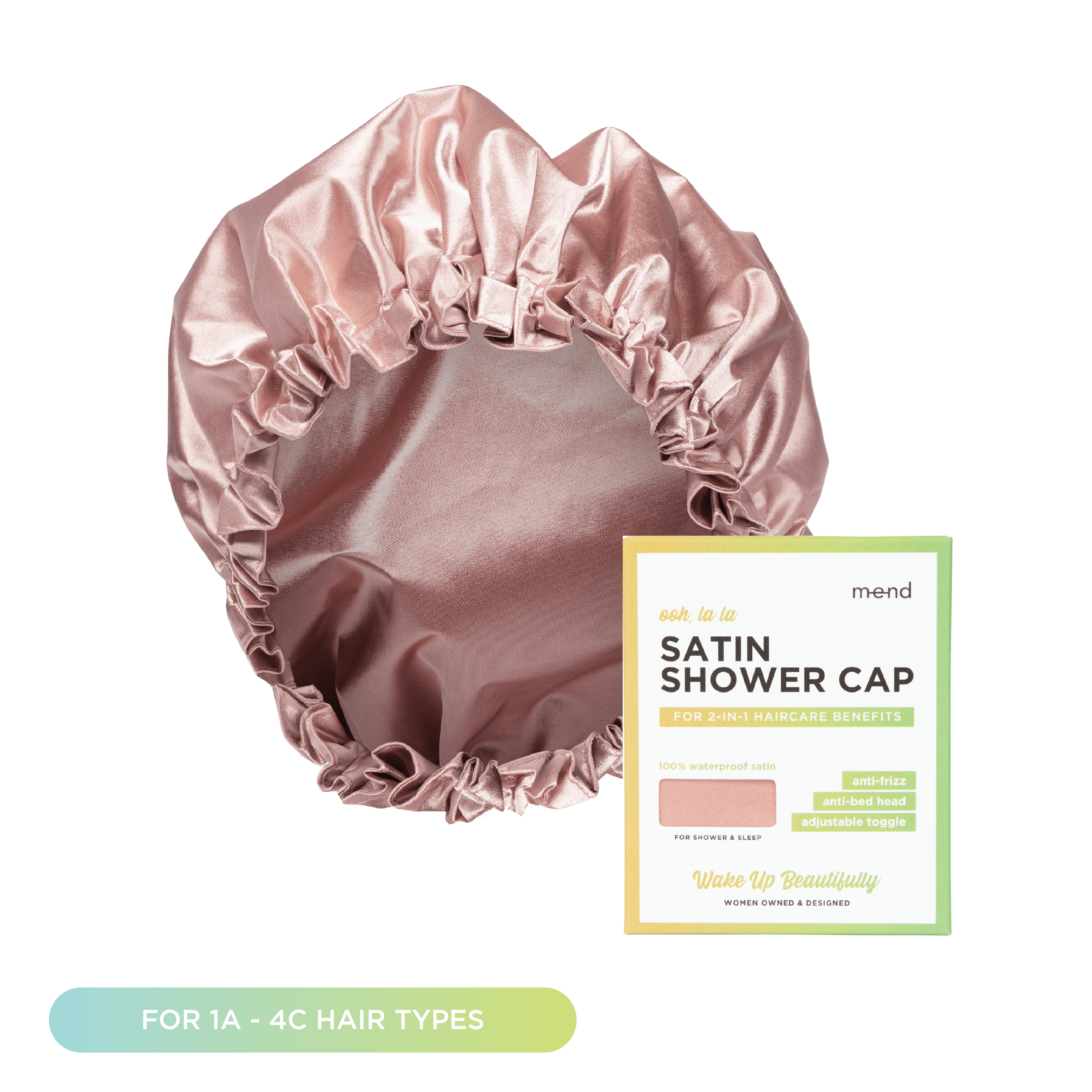 MEND Shower Cap PINK Satin Shower & Sleep Cap