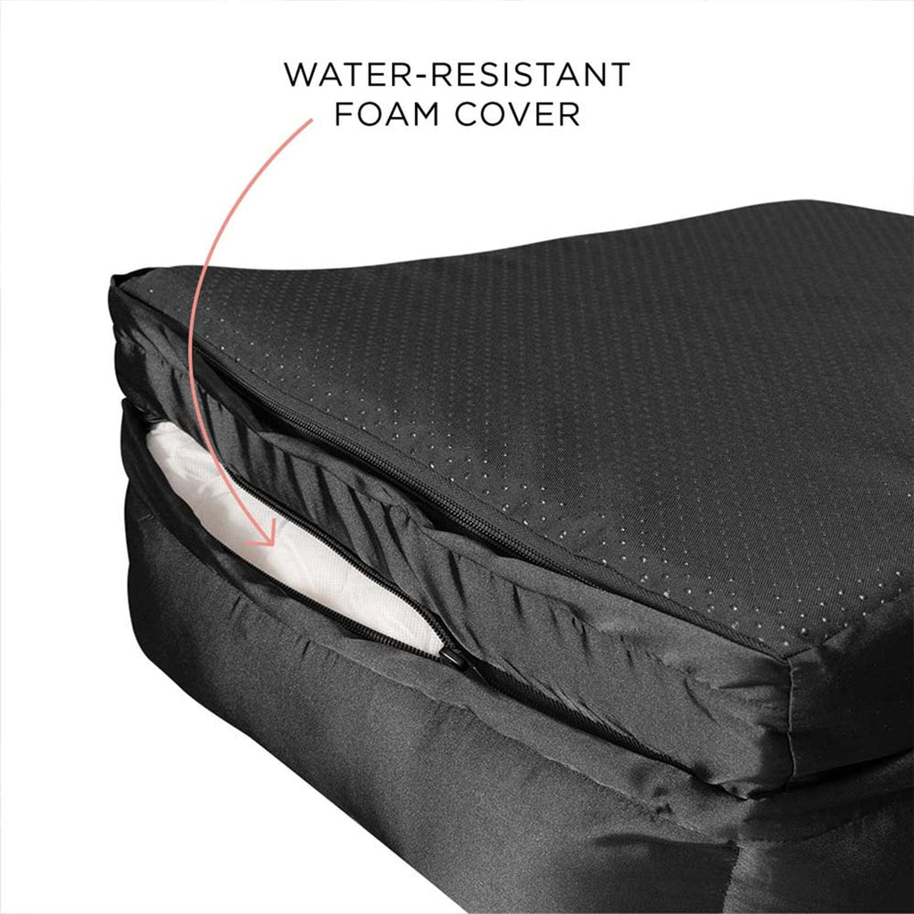 Base of Silk Pet Bed that demonstrates where the water-resistant foam cover can be inserted