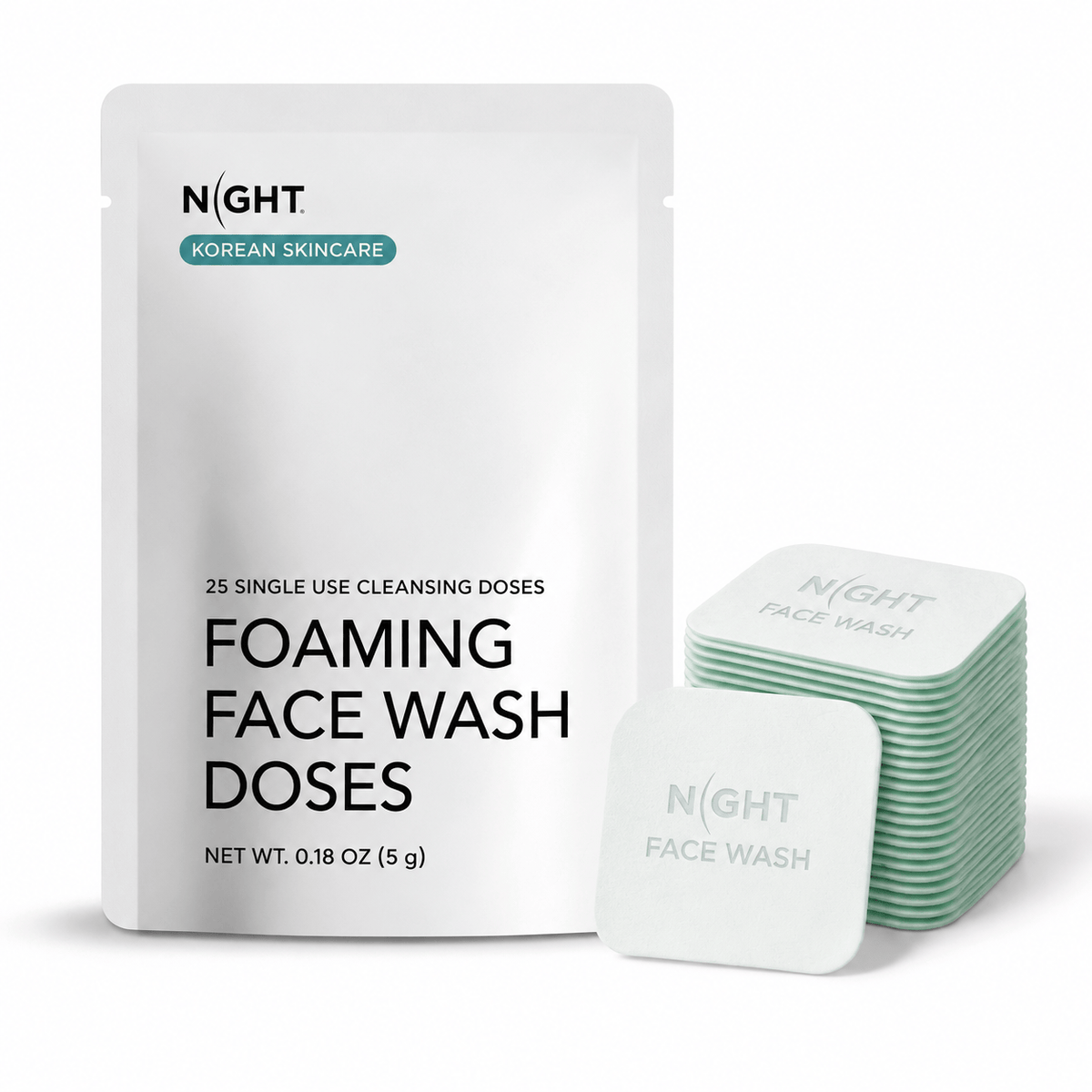 NIGHT Duplicate 25-Pack Foaming Face Wash, Korean Skincare Cleanser, Cica + Centella