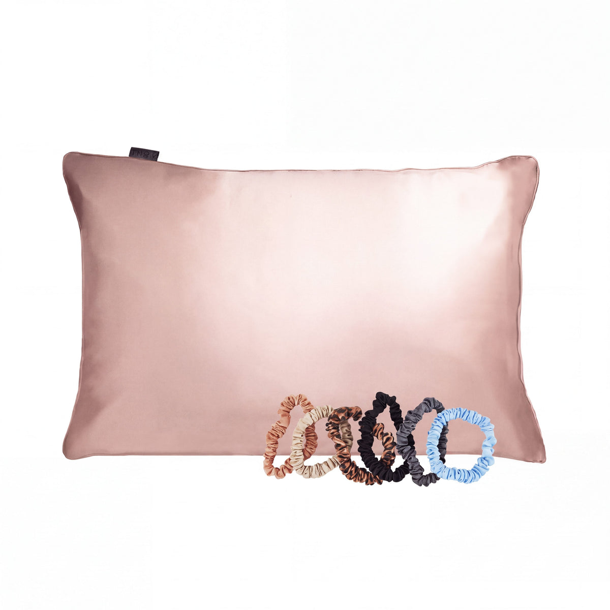 NIGHT Duplicate Standard/Queen / Blush Silk Haircare Set, Pillowcase & Scrunchies