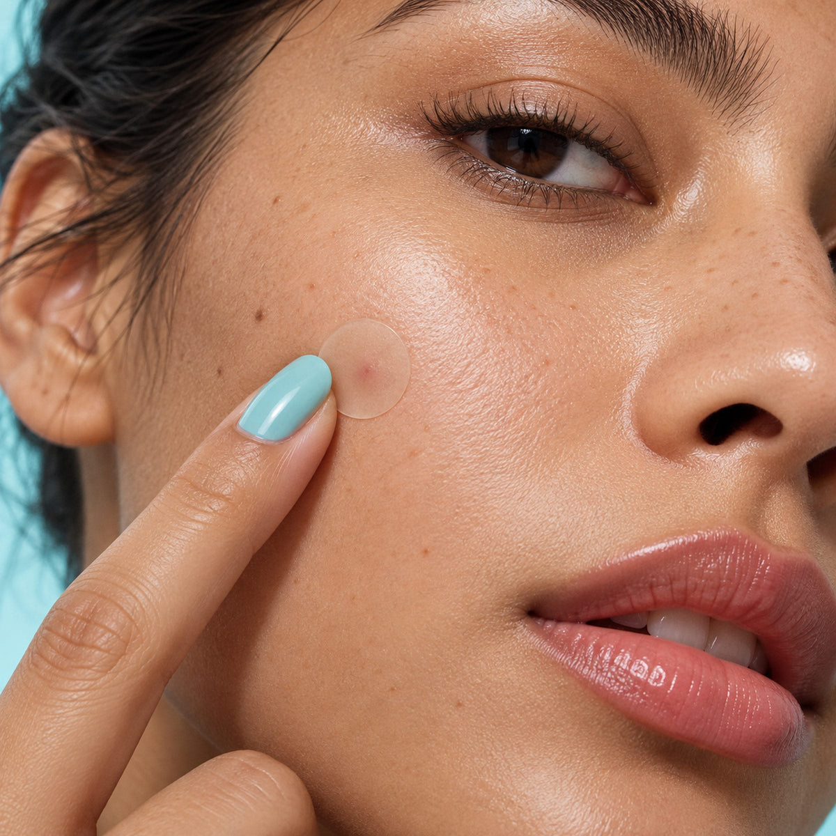 NIGHT translucent everyday pimple patch applied to a blemish