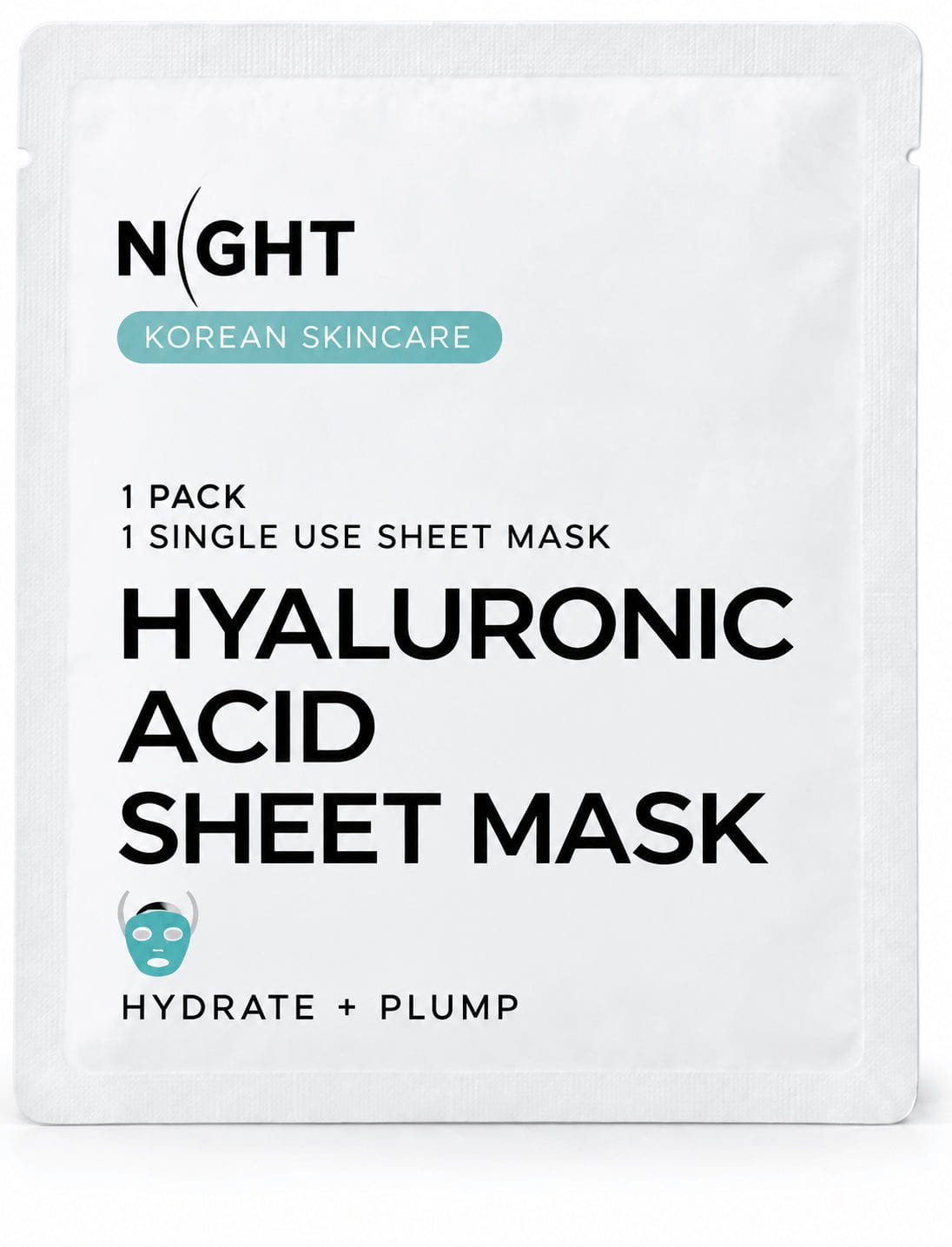 NIGHT Korean Skincare Hyaluronic Acid Sheet Mask — one single-use mask in a single pouch