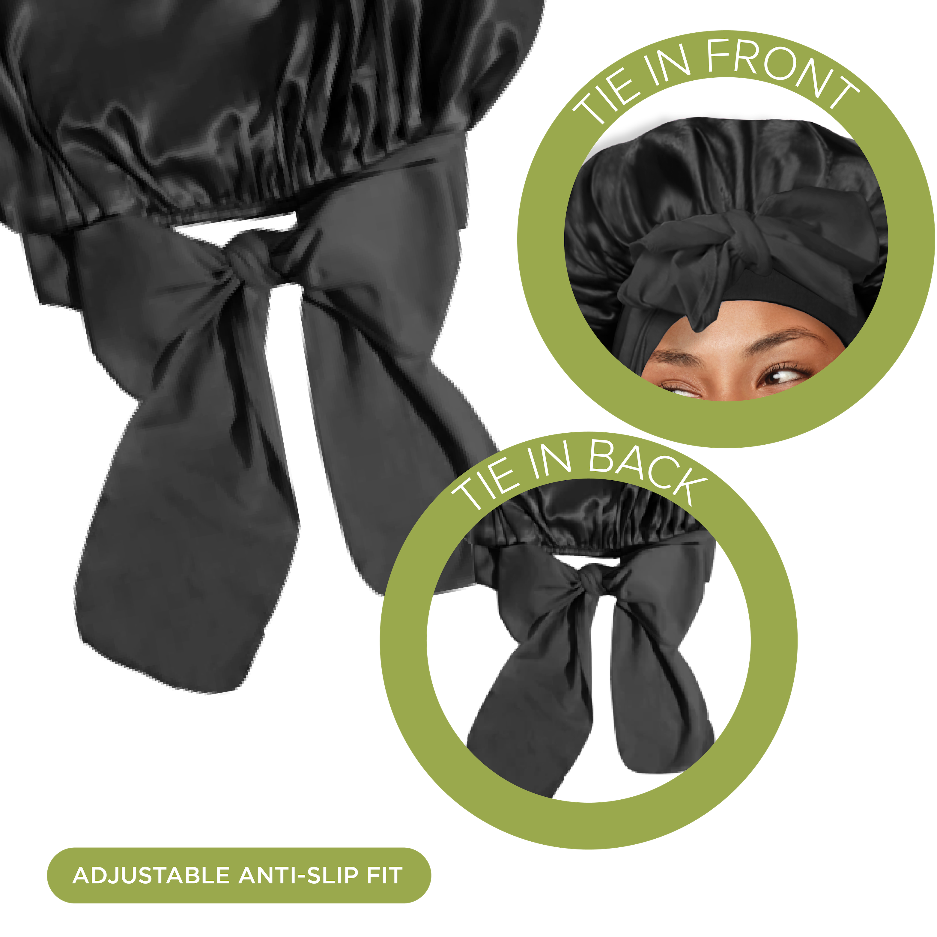 NIGHT HAIR ACCESSORIES Satin Bonnet, Tie