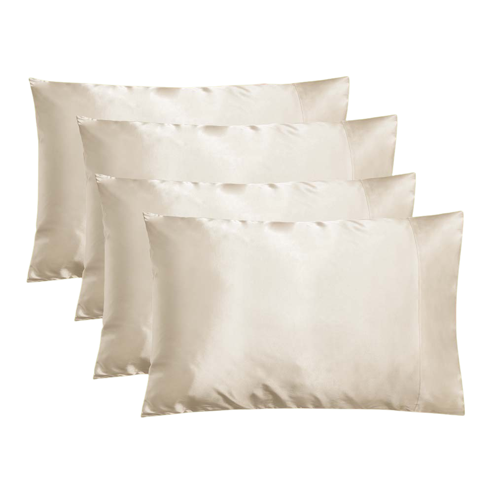 NIGHT PC Satin Standard/Queen / Champagne / 4 Pack Satin Washable Pillowcase