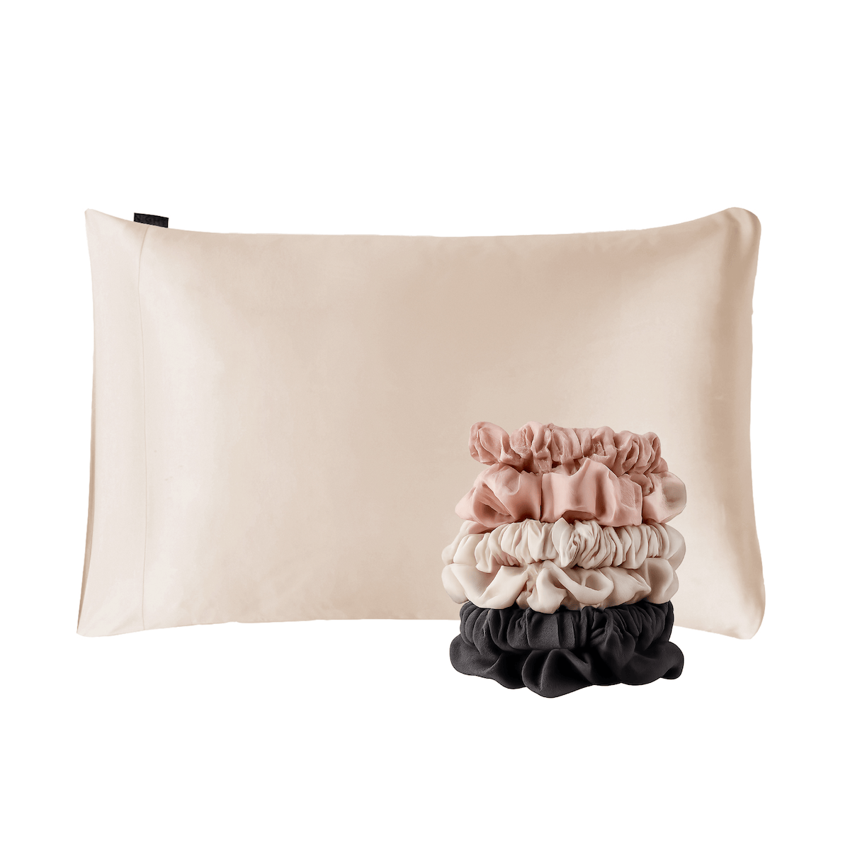 NIGHT PC + Scrunchie Standard/Queen / Champagne Satin Haircare Set, Pillowcase & Scrunchies