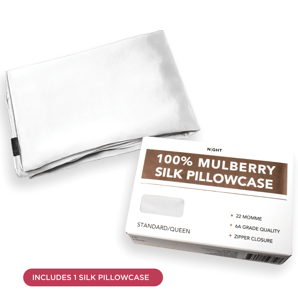 NIGHT PC Silk Silk Pillowcase, 100% Silk, Zipper