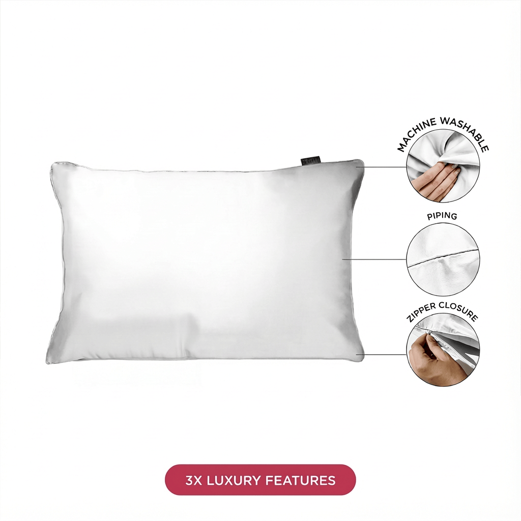 NIGHT PC Silk Silk Pillowcase, 100% Silk, Zipper
