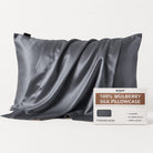 NIGHT PC Silk Std/Qn / Gunmetal Silk Pillowcase, 100% Silk, Zipper