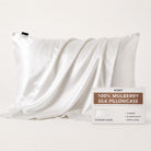 NIGHT PC Silk Std/Qn / White Silk Pillowcase, 100% Silk, Zipper