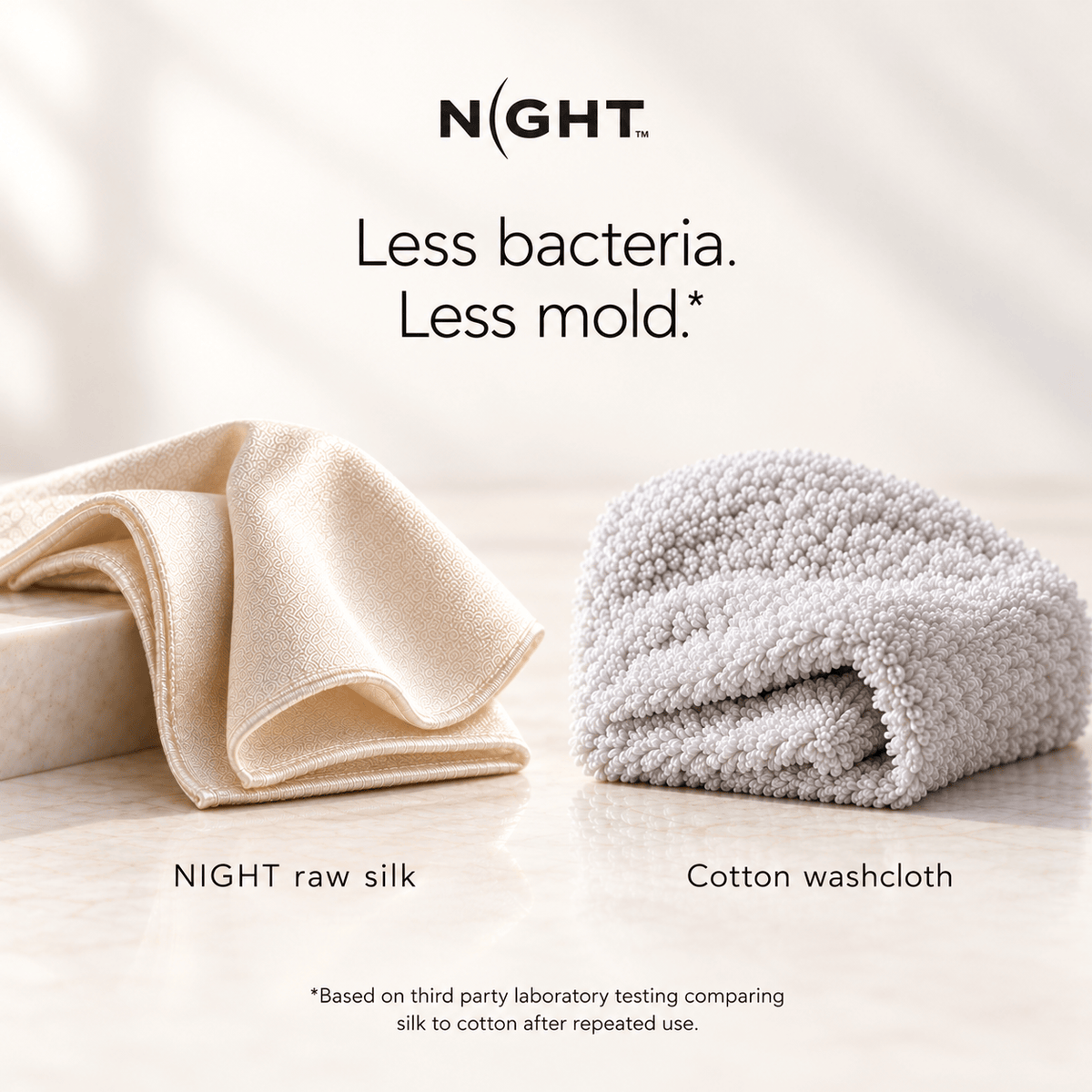 NIGHT Wc Silk Raw Silk Skincare Washcloth