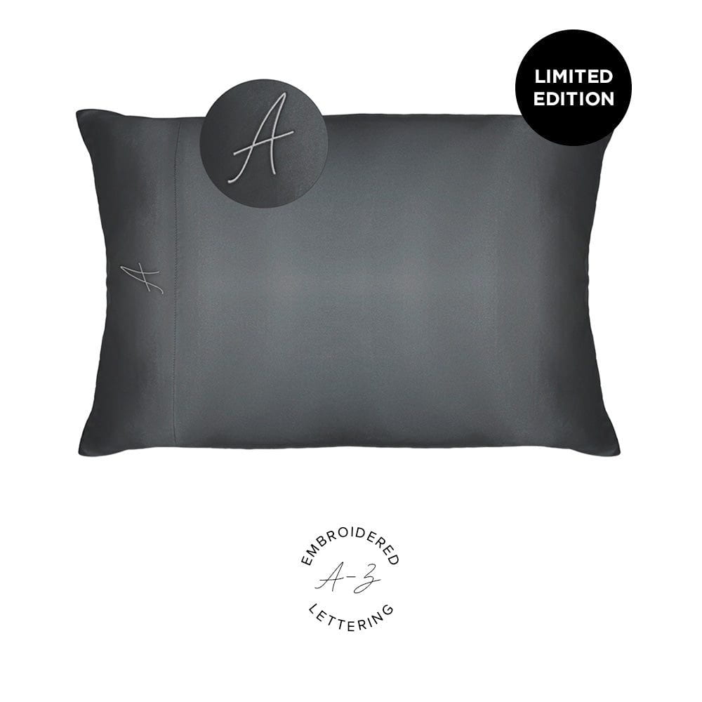 NIGHT PC Satin Standard/Queen / Gunmetal / A Monogrammed Satin Pillowcase - Limited Edition!