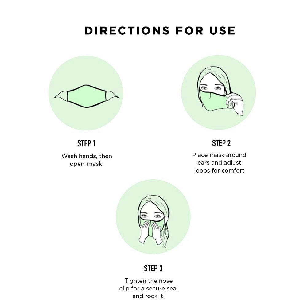 Directions for using gray eco face mask